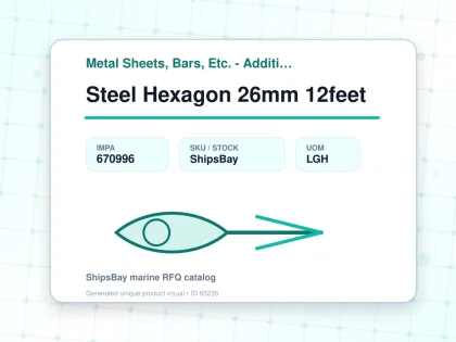 Steel Hexagon 26mm 12feet - Metal Sheets, Bars, Etc. - Additional Items - IMPA 670996 - UOM LGH
