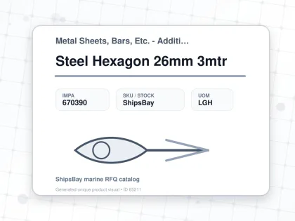 Steel Hexagon 26mm 3mtr - Metal Sheets, Bars, Etc. - Additional Items - IMPA 670390 - UOM LGH