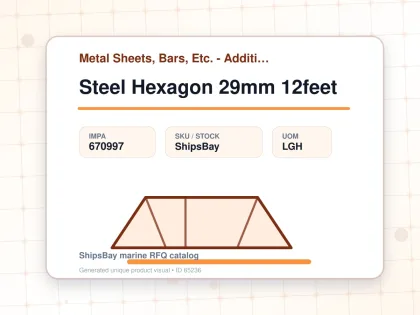 Steel Hexagon 29mm 12feet - Metal Sheets, Bars, Etc. - Additional Items - IMPA 670997 - UOM LGH