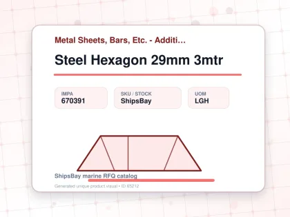 Steel Hexagon 29mm 3mtr - Metal Sheets, Bars, Etc. - Additional Items - IMPA 670391 - UOM LGH