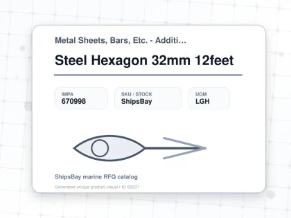 Steel Hexagon 32mm 12feet - Metal Sheets, Bars, Etc. - Additional Items - IMPA 670998 - UOM LGH