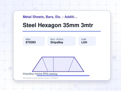 Steel Hexagon 35mm 3mtr - Metal Sheets, Bars, Etc. - Additional Items - IMPA 670393 - UOM LGH