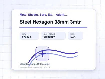 Steel Hexagon 38mm 3mtr - Metal Sheets, Bars, Etc. - Additional Items - IMPA 670394 - UOM LGH