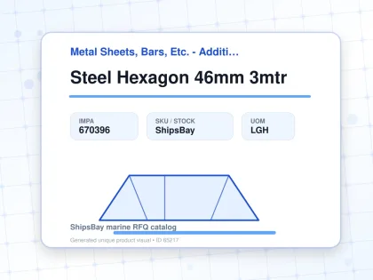 Steel Hexagon 46mm 3mtr - Metal Sheets, Bars, Etc. - Additional Items - IMPA 670396 - UOM LGH