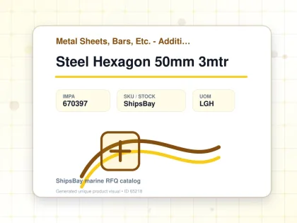 Steel Hexagon 50mm 3mtr - Metal Sheets, Bars, Etc. - Additional Items - IMPA 670397 - UOM LGH