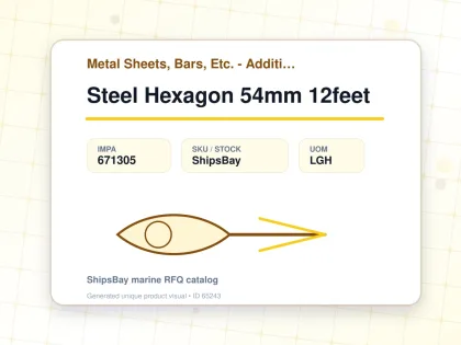 Steel Hexagon 54mm 12feet - Metal Sheets, Bars, Etc. - Additional Items - IMPA 671305 - UOM LGH