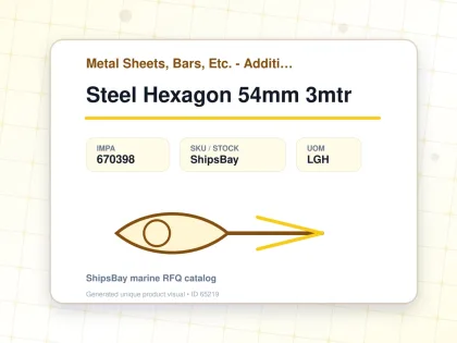 Steel Hexagon 54mm 3mtr - Metal Sheets, Bars, Etc. - Additional Items - IMPA 670398 - UOM LGH