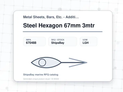 Steel Hexagon 67mm 3mtr - Metal Sheets, Bars, Etc. - Additional Items - IMPA 670488 - UOM LGH