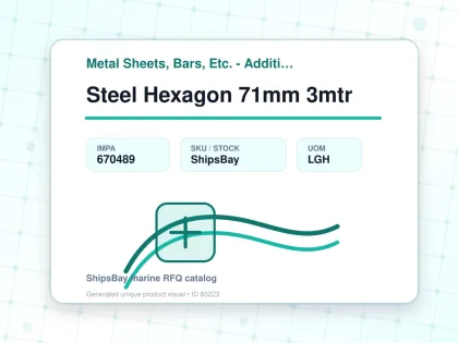 Steel Hexagon 71mm 3mtr - Metal Sheets, Bars, Etc. - Additional Items - IMPA 670489 - UOM LGH
