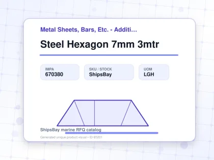 Steel Hexagon 7mm 3mtr - Metal Sheets, Bars, Etc. - Additional Items - IMPA 670380 - UOM LGH