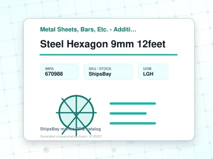 Steel Hexagon 9mm 12feet - Metal Sheets, Bars, Etc. - Additional Items - IMPA 670988 - UOM LGH