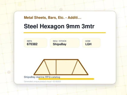 Steel Hexagon 9mm 3mtr - Metal Sheets, Bars, Etc. - Additional Items - IMPA 670382 - UOM LGH