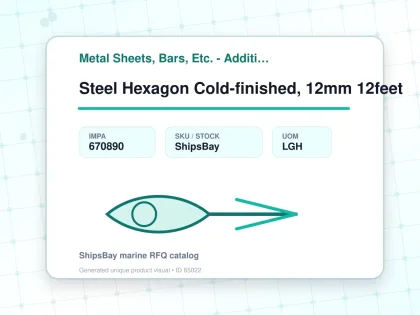 Steel Hexagon Cold-finished, 12mm 12feet - Metal Sheets, Bars, Etc. - Additional Items - IMPA 670890 - UOM LGH