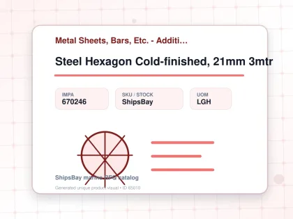 Steel Hexagon Cold-finished, 21mm 3mtr - Metal Sheets, Bars, Etc. - Additional Items - IMPA 670246 - UOM LGH