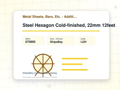 Steel Hexagon Cold-finished, 22mm 12feet - Metal Sheets, Bars, Etc. - Additional Items - IMPA 670895 - UOM LGH
