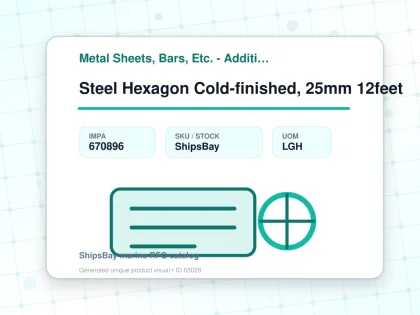 Steel Hexagon Cold-finished, 25mm 12feet - Metal Sheets, Bars, Etc. - Additional Items - IMPA 670896 - UOM LGH