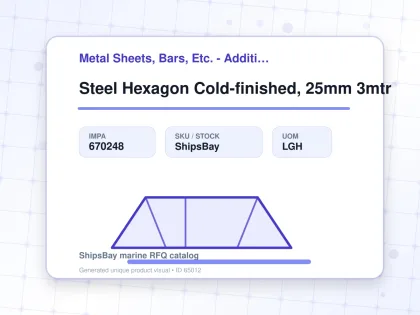 Steel Hexagon Cold-finished, 25mm 3mtr - Metal Sheets, Bars, Etc. - Additional Items - IMPA 670248 - UOM LGH