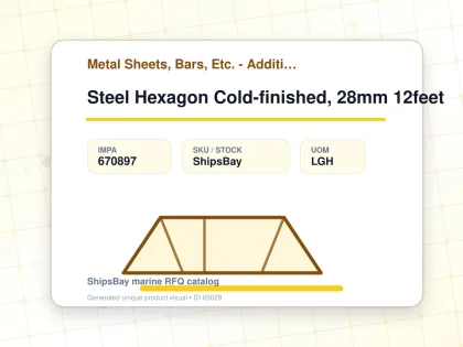 Steel Hexagon Cold-finished, 28mm 12feet - Metal Sheets, Bars, Etc. - Additional Items - IMPA 670897 - UOM LGH
