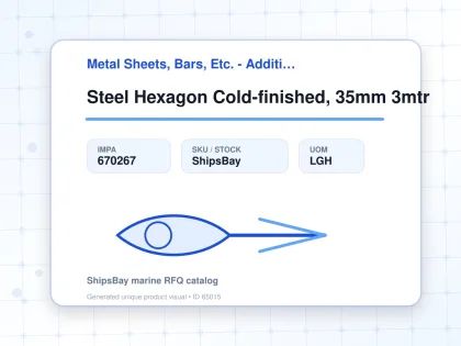 Steel Hexagon Cold-finished, 35mm 3mtr - Metal Sheets, Bars, Etc. - Additional Items - IMPA 670267 - UOM LGH