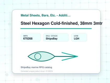 Steel Hexagon Cold-finished, 38mm 3mtr - Metal Sheets, Bars, Etc. - Additional Items - IMPA 670268 - UOM LGH