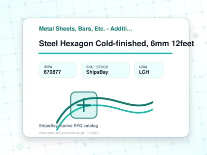 Steel Hexagon Cold-finished, 6mm 12feet - Metal Sheets, Bars, Etc. - Additional Items - IMPA 670877 - UOM LGH