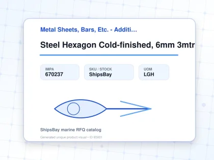 Steel Hexagon Cold-finished, 6mm 3mtr - Metal Sheets, Bars, Etc. - Additional Items - IMPA 670237 - UOM LGH