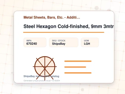 Steel Hexagon Cold-finished, 9mm 3mtr - Metal Sheets, Bars, Etc. - Additional Items - IMPA 670240 - UOM LGH