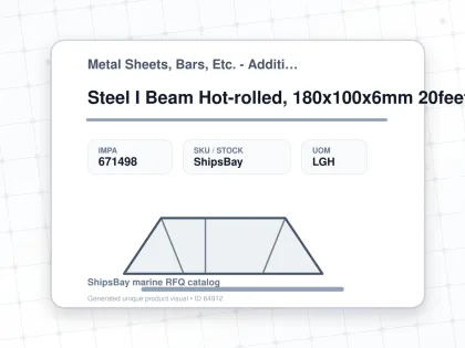 Steel I Beam Hot-rolled, 180x100x6mm 20feet - Metal Sheets, Bars, Etc. - Additional Items - IMPA 671498 - UOM LGH