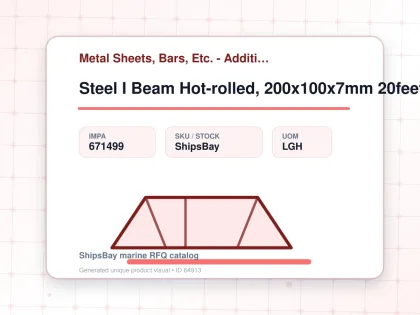 Steel I Beam Hot-rolled, 200x100x7mm 20feet - Metal Sheets, Bars, Etc. - Additional Items - IMPA 671499 - UOM LGH