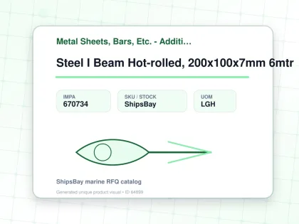Steel I Beam Hot-rolled, 200x100x7mm 6mtr - Metal Sheets, Bars, Etc. - Additional Items - IMPA 670734 - UOM LGH