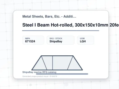 Steel I Beam Hot-rolled, 300x150x10mm 20feet - Metal Sheets, Bars, Etc. - Additional Items - IMPA 671524 - UOM LGH