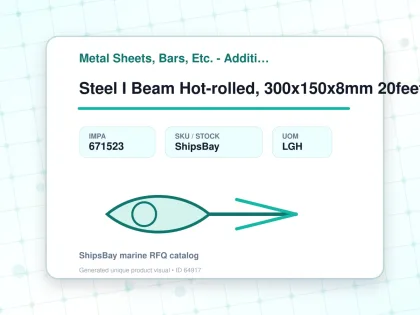 Steel I Beam Hot-rolled, 300x150x8mm 20feet - Metal Sheets, Bars, Etc. - Additional Items - IMPA 671523 - UOM LGH