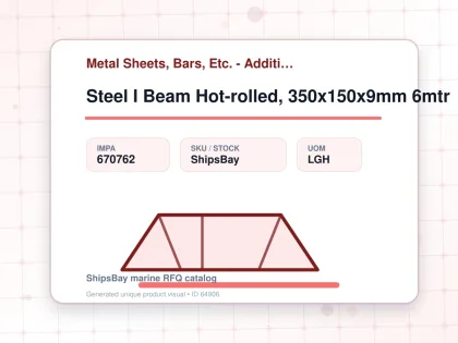 Steel I Beam Hot-rolled, 350x150x9mm 6mtr - Metal Sheets, Bars, Etc. - Additional Items - IMPA 670762 - UOM LGH
