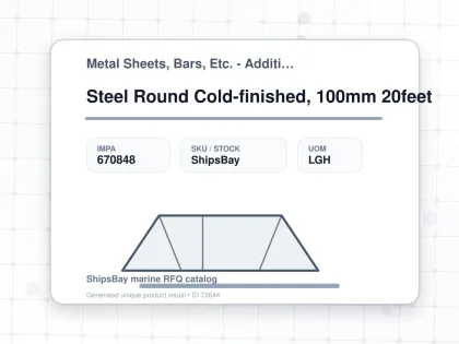 Steel Round Cold-finished, 100mm 20feet - Metal Sheets, Bars, Etc. - Additional Items - IMPA 670848 - UOM LGH