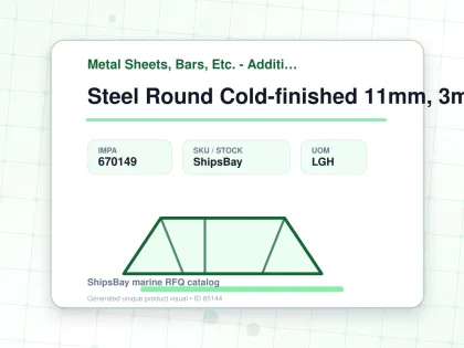 Steel Round Cold-finished 11mm, 3mtr - Metal Sheets, Bars, Etc. - Additional Items - IMPA 670149 - UOM LGH