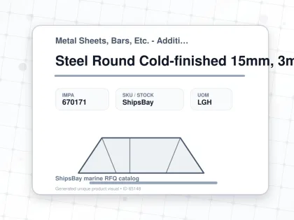 Steel Round Cold-finished 15mm, 3mtr - Metal Sheets, Bars, Etc. - Additional Items - IMPA 670171 - UOM LGH