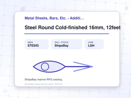 Steel Round Cold-finished 16mm, 12feet - Metal Sheets, Bars, Etc. - Additional Items - IMPA 670343 - UOM LGH