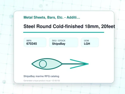 Steel Round Cold-finished 18mm, 20feet - Metal Sheets, Bars, Etc. - Additional Items - IMPA 670345 - UOM LGH