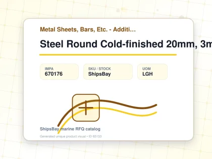 Steel Round Cold-finished 20mm, 3mtr - Metal Sheets, Bars, Etc. - Additional Items - IMPA 670176 - UOM LGH