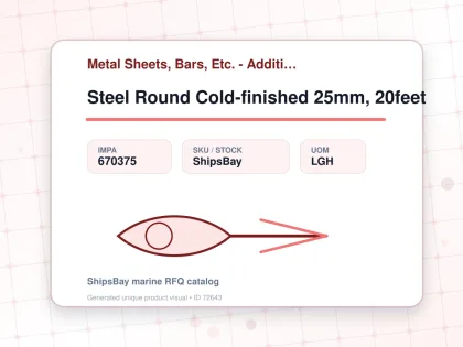 Steel Round Cold-finished 25mm, 20feet - Metal Sheets, Bars, Etc. - Additional Items - IMPA 670375 - UOM LGH