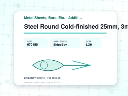 Steel Round Cold-finished 25mm, 3mtr - Metal Sheets, Bars, Etc. - Additional Items - IMPA 670180 - UOM LGH