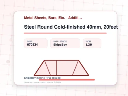 Steel Round Cold-finished 40mm, 20feet - Metal Sheets, Bars, Etc. - Additional Items - IMPA 670834 - UOM LGH