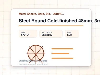 Steel Round Cold-finished 48mm, 3mtr - Metal Sheets, Bars, Etc. - Additional Items - IMPA 670191 - UOM LGH