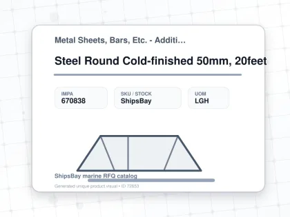 Steel Round Cold-finished 50mm, 20feet - Metal Sheets, Bars, Etc. - Additional Items - IMPA 670838 - UOM LGH