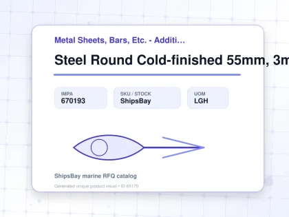 Steel Round Cold-finished 55mm, 3mtr - Metal Sheets, Bars, Etc. - Additional Items - IMPA 670193 - UOM LGH