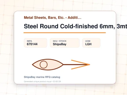 Steel Round Cold-finished 6mm, 3mtr - Metal Sheets, Bars, Etc. - Additional Items - IMPA 670144 - UOM LGH