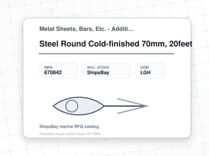 Steel Round Cold-finished 70mm, 20feet - Metal Sheets, Bars, Etc. - Additional Items - IMPA 670842 - UOM LGH