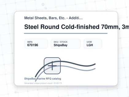 Steel Round Cold-finished 70mm, 3mtr - Metal Sheets, Bars, Etc. - Additional Items - IMPA 670196 - UOM LGH