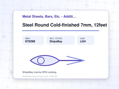 Steel Round Cold-finished 7mm, 12feet - Metal Sheets, Bars, Etc. - Additional Items - IMPA 670298 - UOM LGH