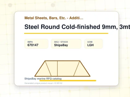 Steel Round Cold-finished 9mm, 3mtr - Metal Sheets, Bars, Etc. - Additional Items - IMPA 670147 - UOM LGH